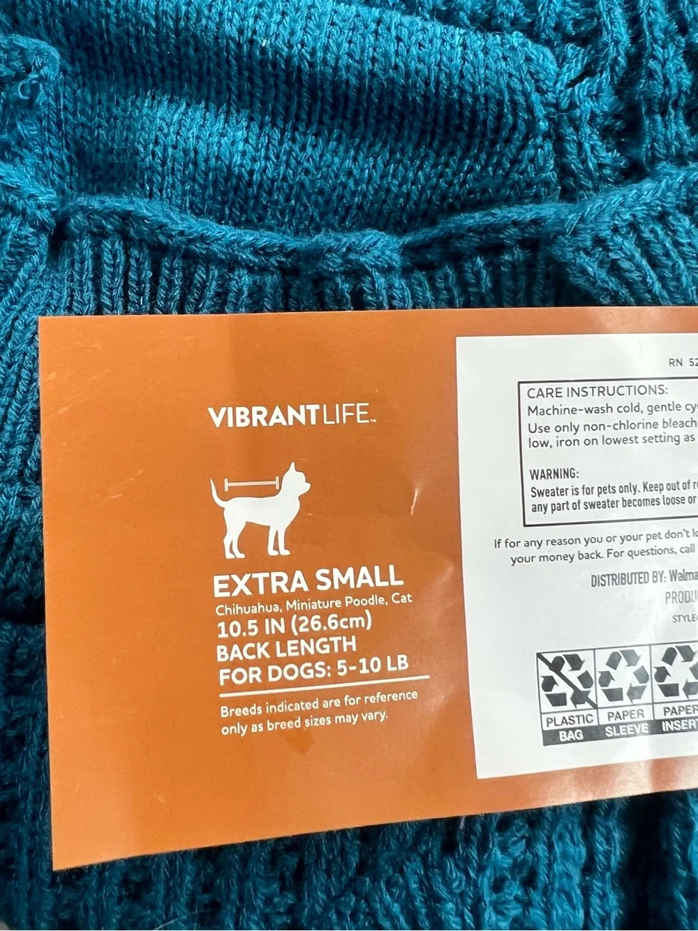 NWT Vibrant Life Pet Sweater Size XS